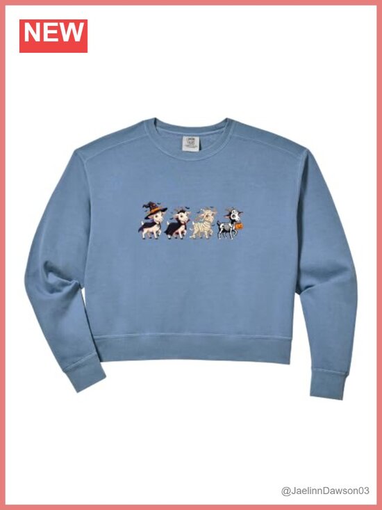 Tops - Comfort Colors Crop Sweatshirt Halloween Goat Witch Ghost Mummy Costume Pullover
